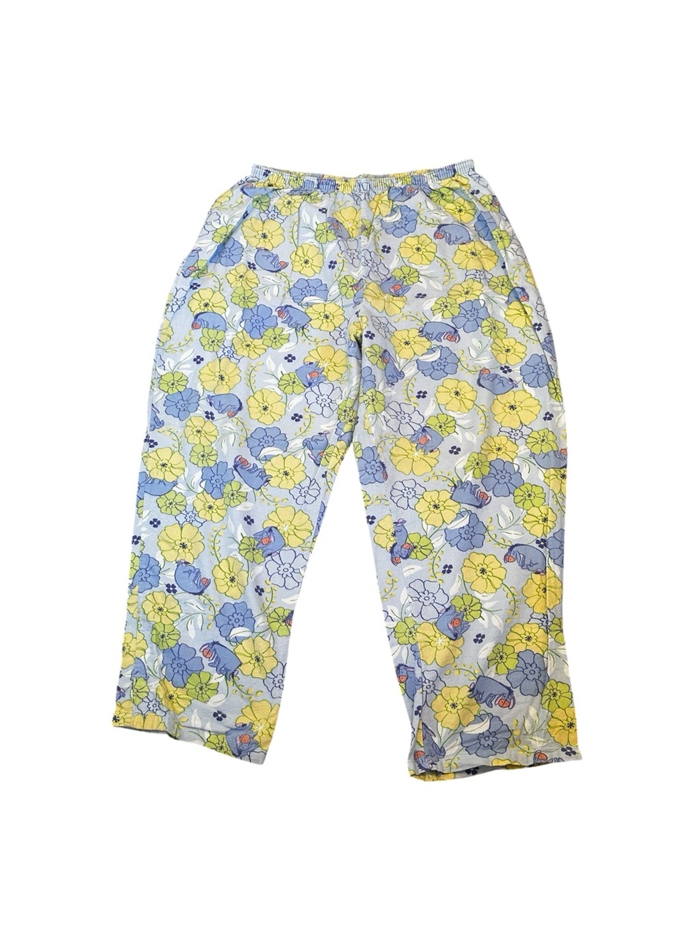 Vintage Disney Eeyore Pajamas Set Shirt Pants Cotton Flannel Floral Lounge - Picture 6 of 6